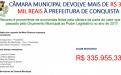 Câmara Municipal de Conquista devolve mais de R$ 300 mil reais à Prefeitura